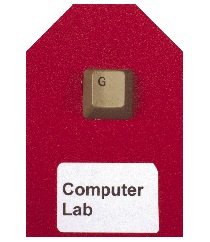 computer keyboard cap in the center of the card