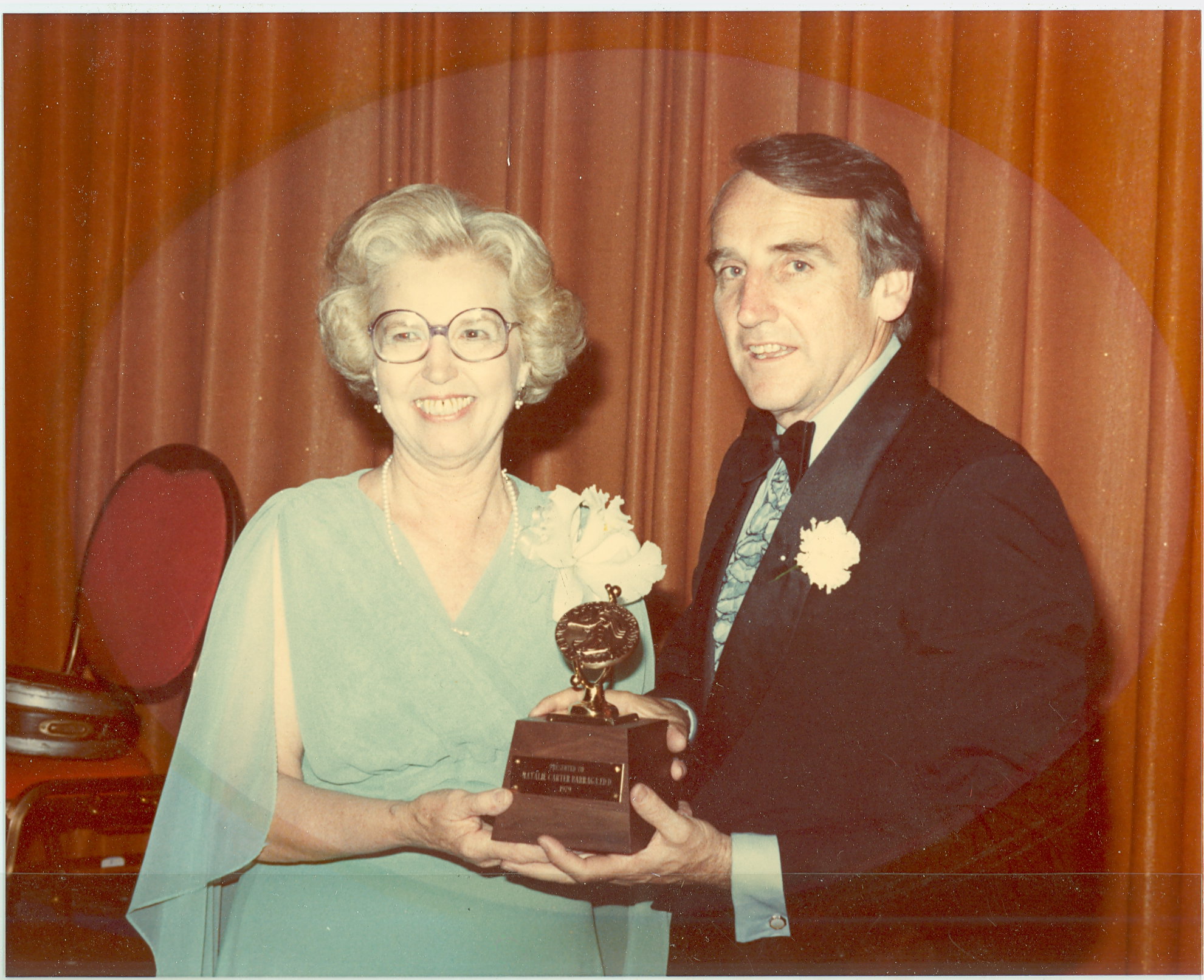 Natalie Barraga receiving the Apollo Award, 1979