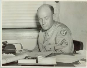 Warren Bledsoe editing the Craig Field Journal, 1943