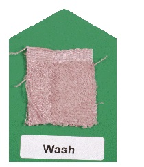 towel approximately 1½-inches square on the card
