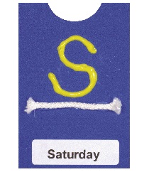 1/8-inch wide rope and a contrasting color of puff paint adhered to the center of the card