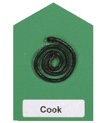 insulated wire coiled shape like a stovetop burner in the center of card