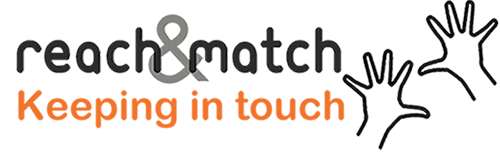 lowercase reach & match: Keeping in touch: line illustration of two hands