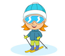 clipart of a skier wearing large goggles