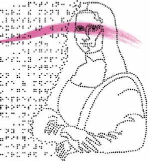 Rendition of the Mona Lisa using simulated braille dots