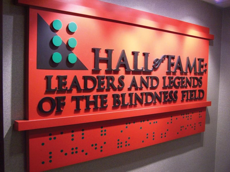 As you enter the Hall of Fame foyer you are greeted by a very large and bright Hall of Fame logo to your left