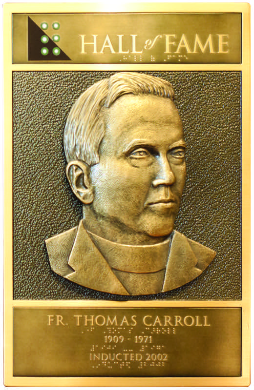 Father Thomas Carroll's Hall of Fame Plaque