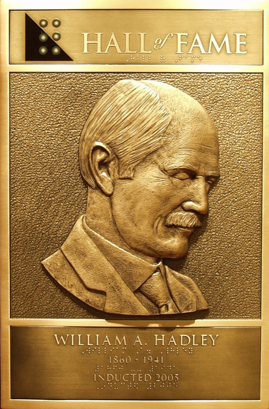 William Hadley's Hall of Fame Plaque