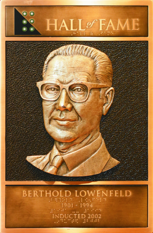 Berthold Lowenfeld's Hall of Fame Plaque