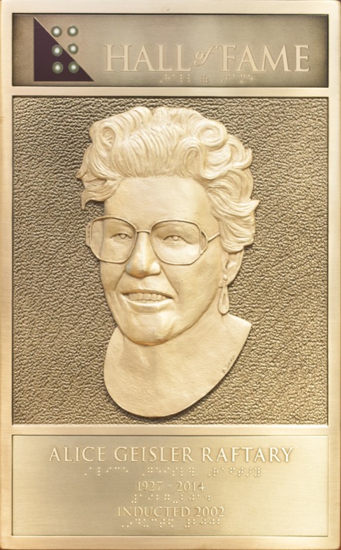 Alice Raftary's Hall of Fame Plaque