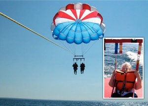 Parasailing over the Straits of Mackinac in 2010