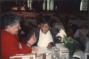 1993. Alice Raftary getting Geraldine Lawhorn to autograph her autobiography