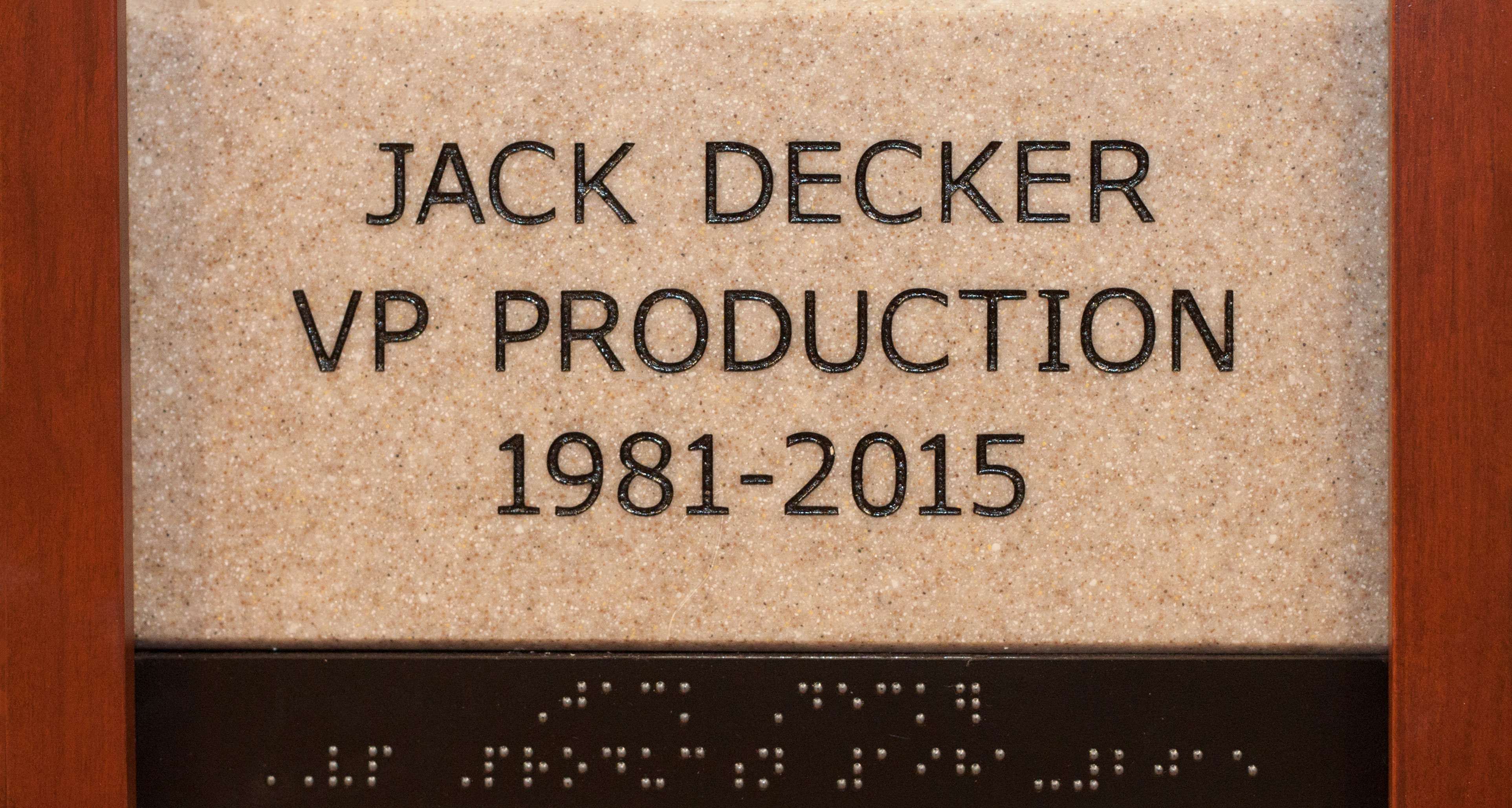 Jack Decker, VP Production, 1981-2015