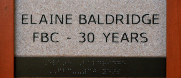 Elaine Baldridge FBC - 30 Years