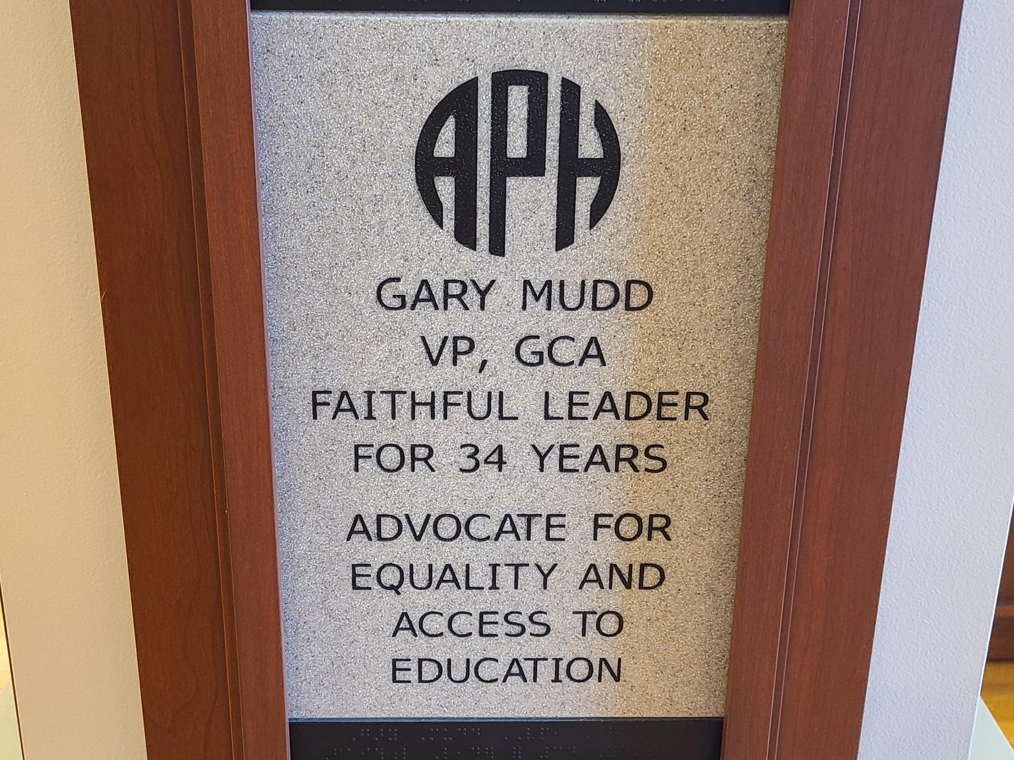 Gary Mudd VP, CGA, Faithful Leader for 34 Years, Advocate for Equality and Access to Education