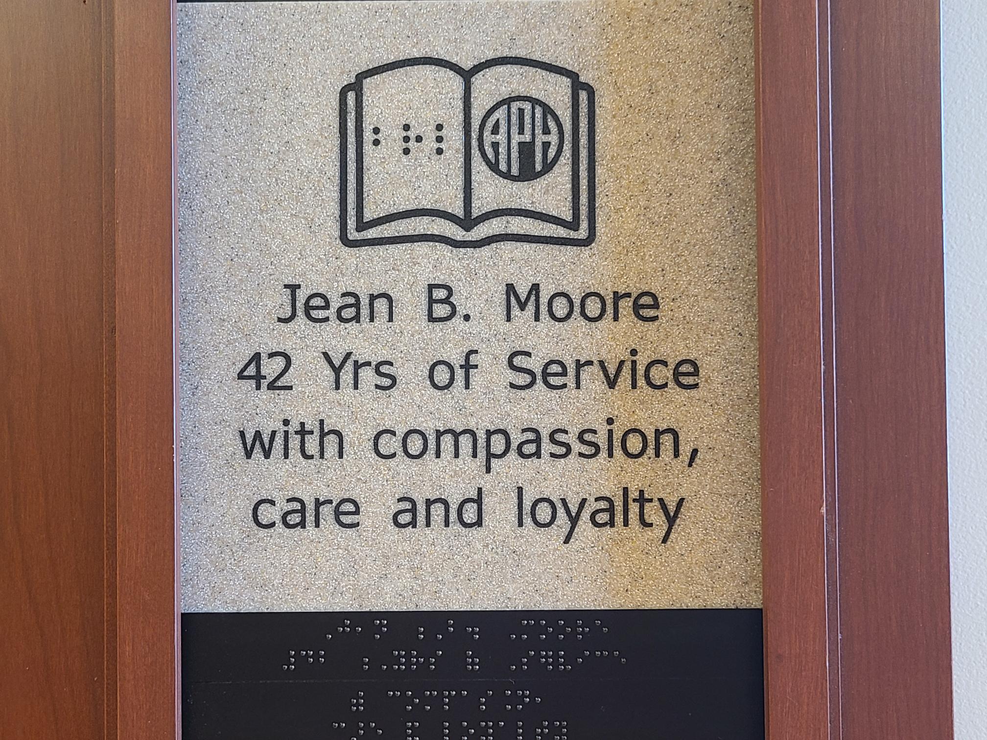 Jean B. Moore, 42 Yrs of Service with compassion, care and loyalty