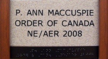 P. Ann MacCuspie Order of Canada NE/AER 2008
