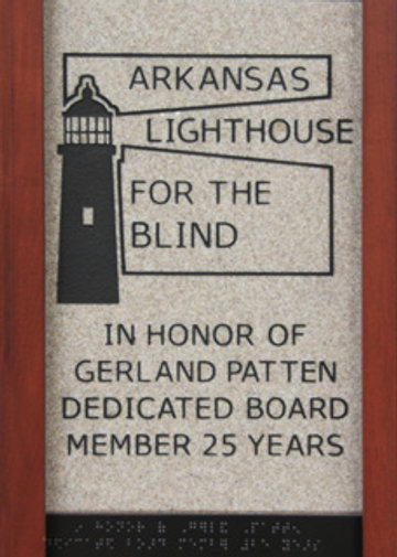 (logo) Arkansas Lighthouse for the Blind In Honor of Gerland Patten Dedicated Board Member 25 Years