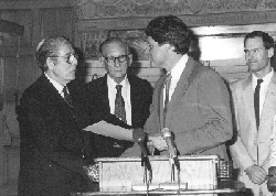 James Max Woolly at the Arkansas State Capitol with Governor Bill Clinton