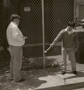 Pete Wurzburger working with developmentally disabled student at Sonoma Development Center in the mid-1980s