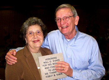 Will Evans with wife Barbara just after receiving the engraved presentation stone