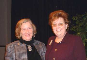 Carol Tobe (left) accepted the award from Bobbie Gothard, Historical Confederation Board member