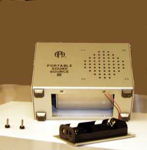 Portable Sound Source III, with lower battery compartment open.