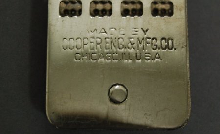 Detail of maker's mark, Cooper Engineering