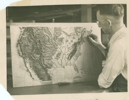 .3 - William Butler carving the U.S. Puzzle Map pattern, ca. 1935