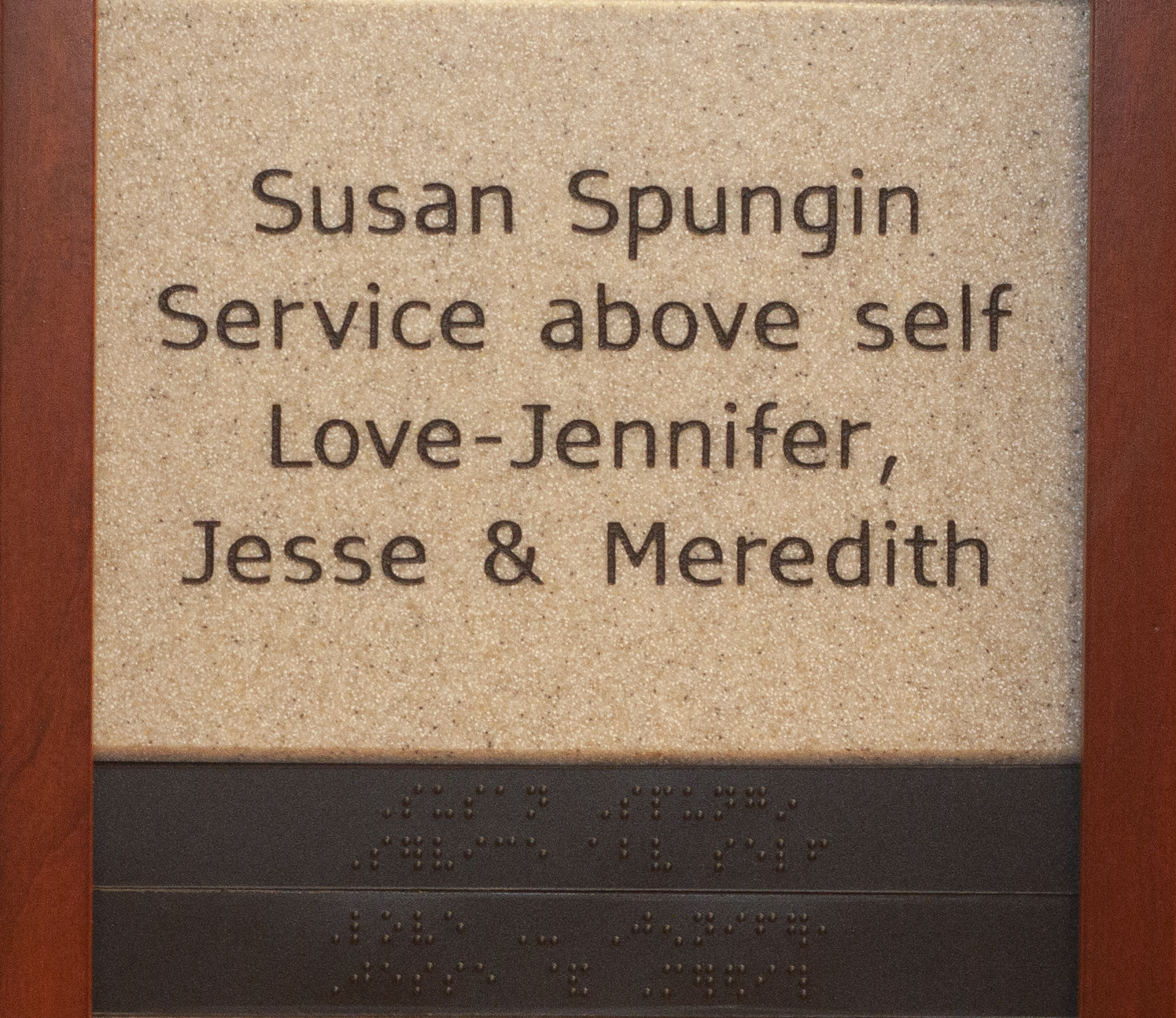 Susan Spungin, Service above self, Love-Jennifer, Jesse & Meredith